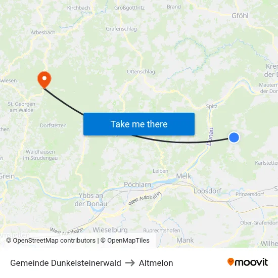 Gemeinde Dunkelsteinerwald to Altmelon map