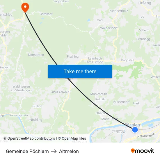 Gemeinde Pöchlarn to Altmelon map