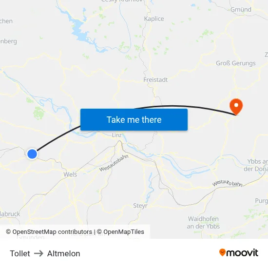 Tollet to Altmelon map