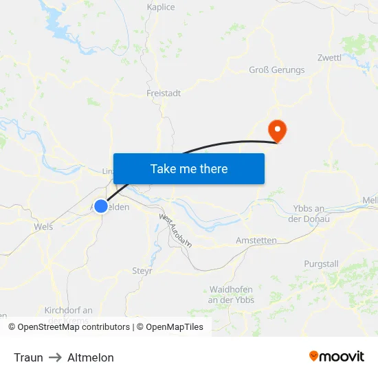 Traun to Altmelon map