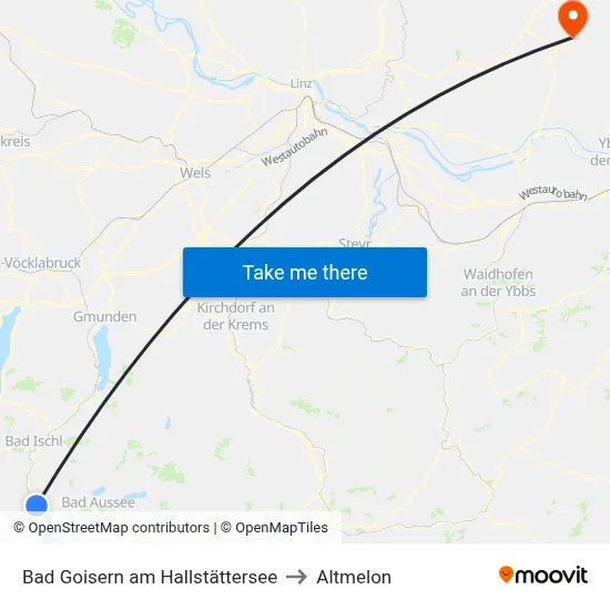 Bad Goisern am Hallstättersee to Altmelon map