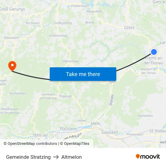 Gemeinde Stratzing to Altmelon map