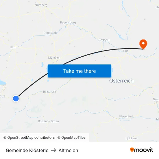 Gemeinde Klösterle to Altmelon map