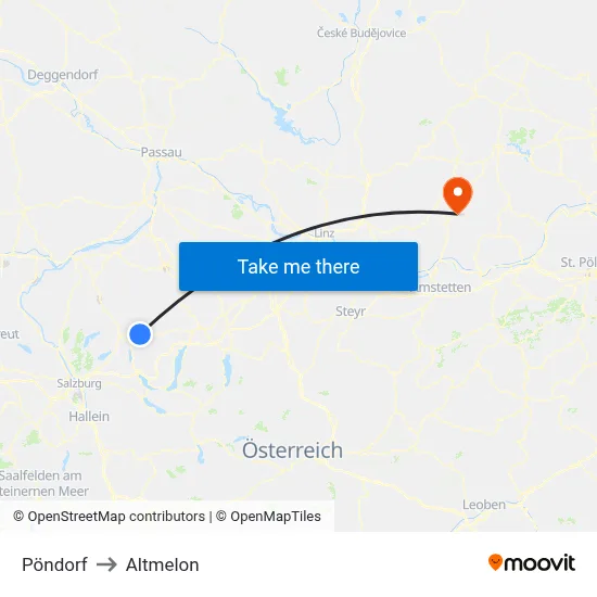 Pöndorf to Altmelon map