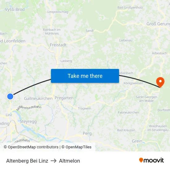 Altenberg Bei Linz to Altmelon map