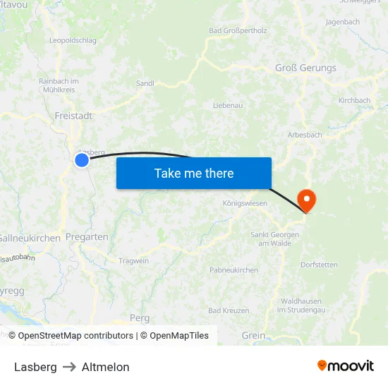 Lasberg to Altmelon map