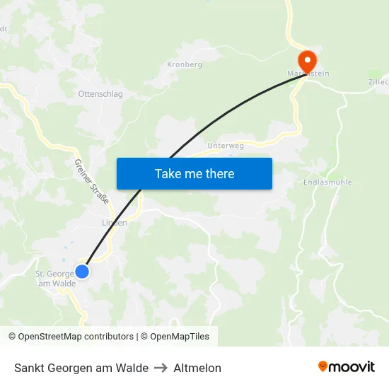 Sankt Georgen am Walde to Altmelon map