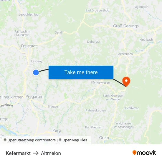 Kefermarkt to Altmelon map