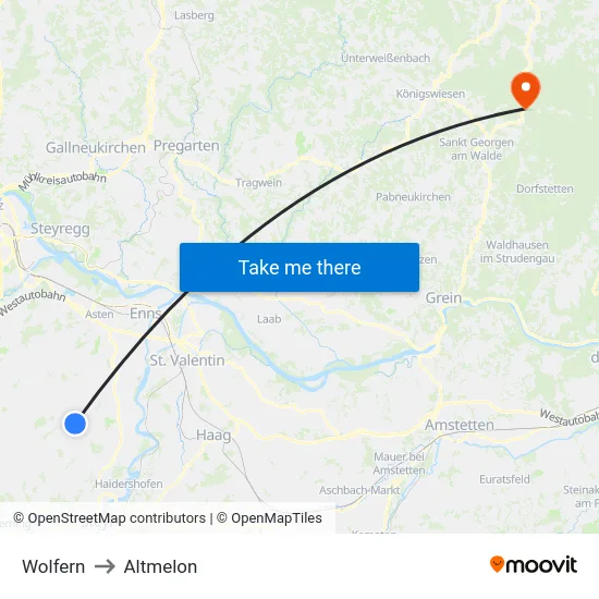 Wolfern to Altmelon map
