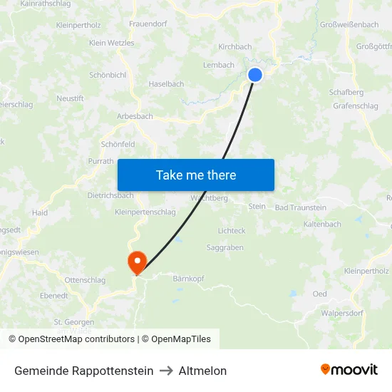 Gemeinde Rappottenstein to Altmelon map