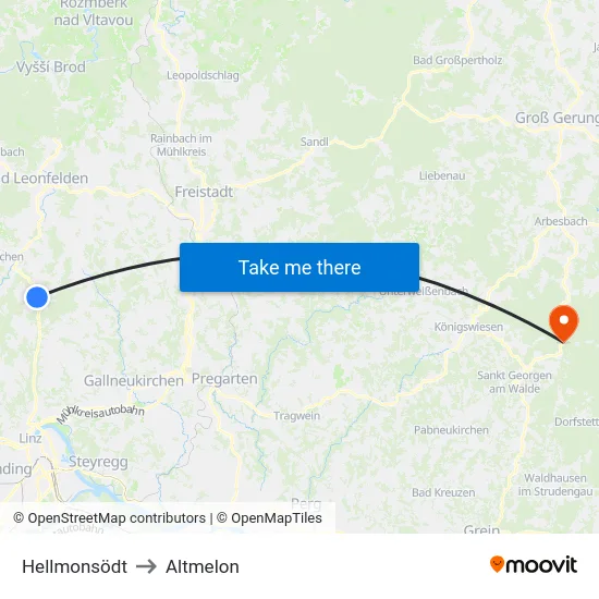 Hellmonsödt to Altmelon map