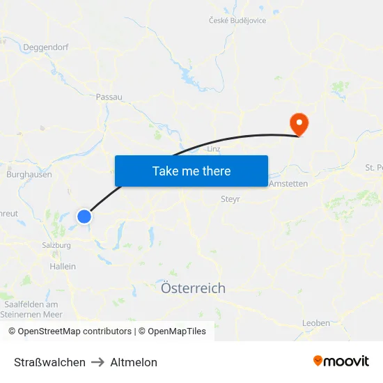 Straßwalchen to Altmelon map