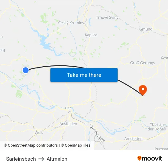 Sarleinsbach to Altmelon map
