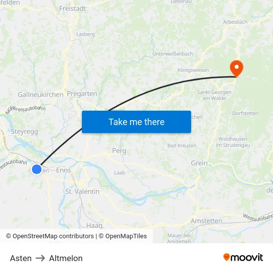 Asten to Altmelon map