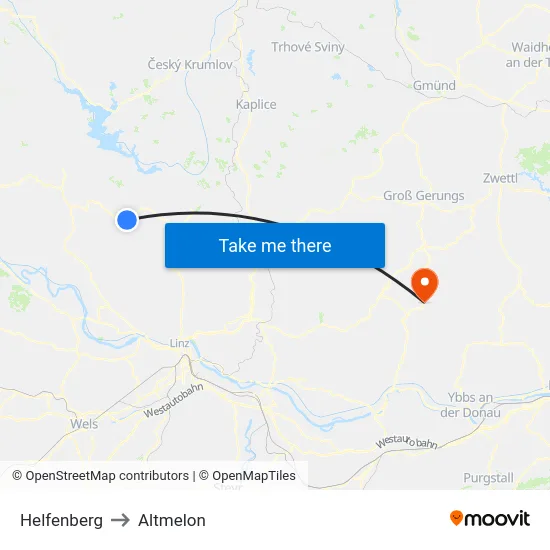 Helfenberg to Altmelon map