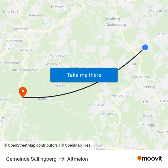 Gemeinde Sallingberg to Altmelon map
