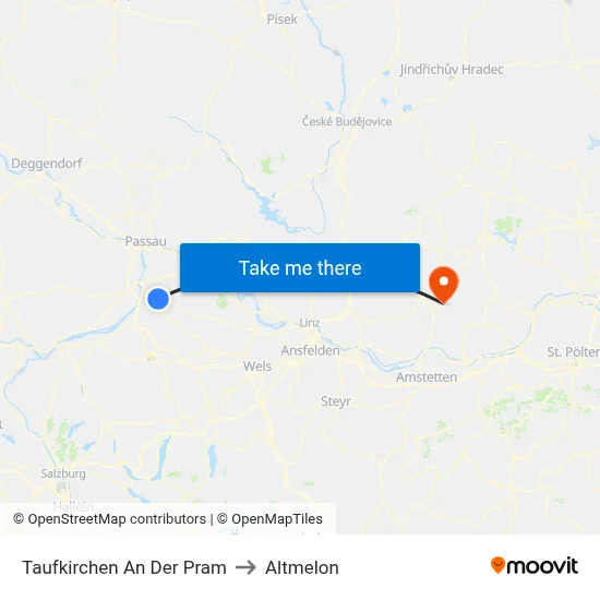Taufkirchen An Der Pram to Altmelon map