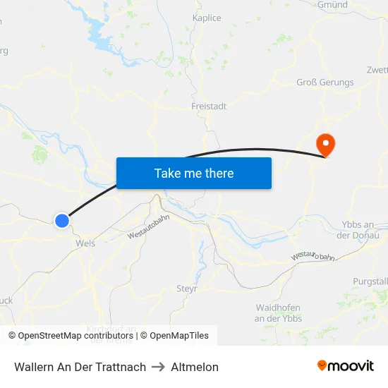 Wallern An Der Trattnach to Altmelon map