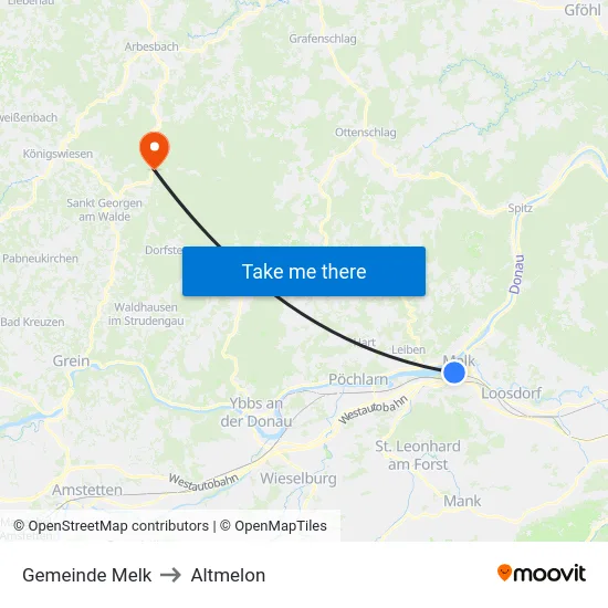 Gemeinde Melk to Altmelon map