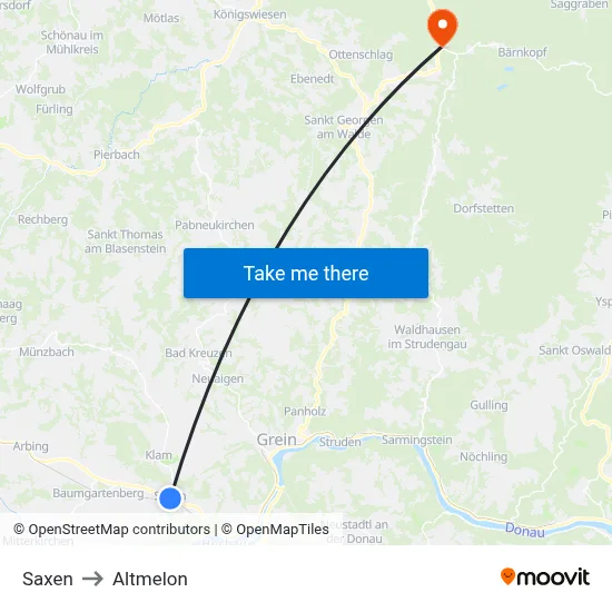 Saxen to Altmelon map