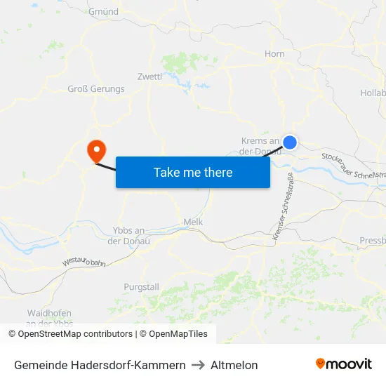 Gemeinde Hadersdorf-Kammern to Altmelon map