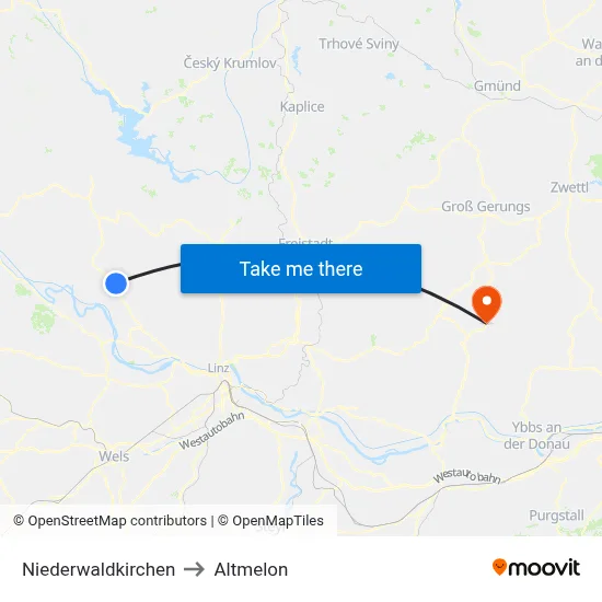 Niederwaldkirchen to Altmelon map