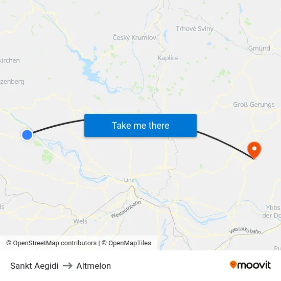 Sankt Aegidi to Altmelon map