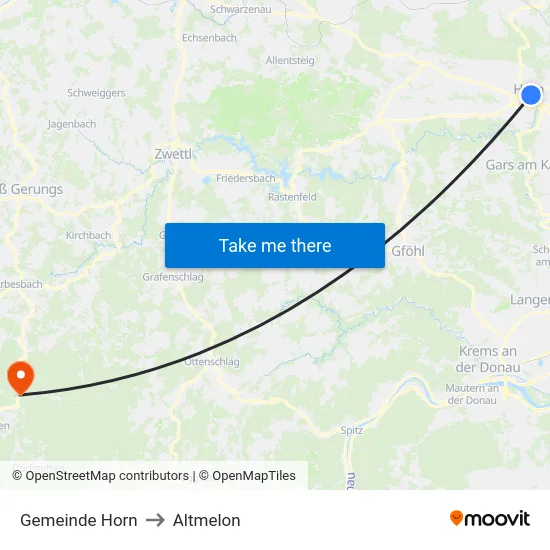 Gemeinde Horn to Altmelon map