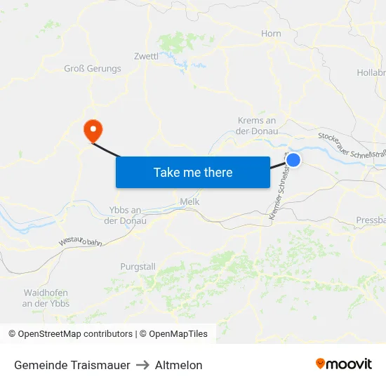 Gemeinde Traismauer to Altmelon map