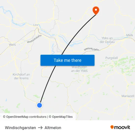 Windischgarsten to Altmelon map