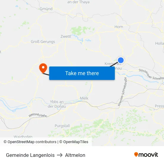 Gemeinde Langenlois to Altmelon map