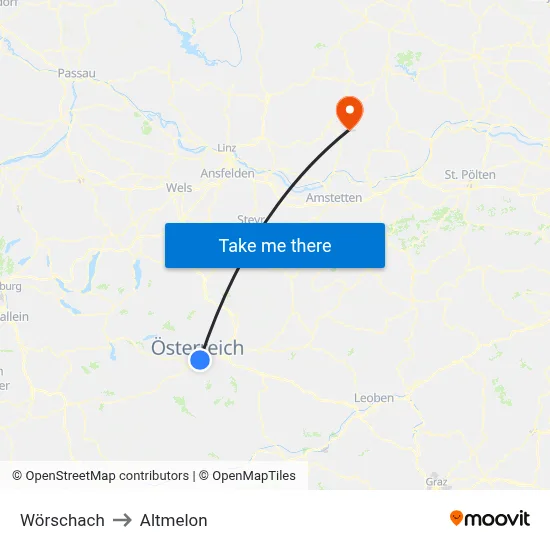 Wörschach to Altmelon map