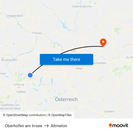 Oberhofen am Irrsee to Altmelon map