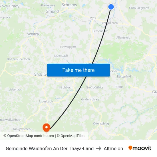 Gemeinde Waidhofen An Der Thaya-Land to Altmelon map