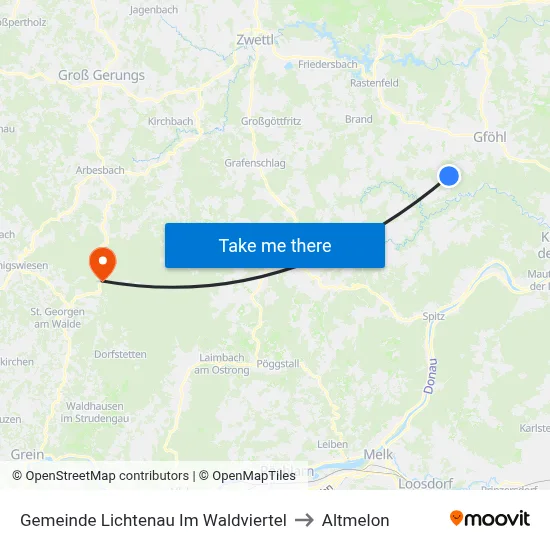Gemeinde Lichtenau Im Waldviertel to Altmelon map