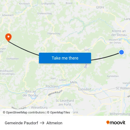Gemeinde Paudorf to Altmelon map