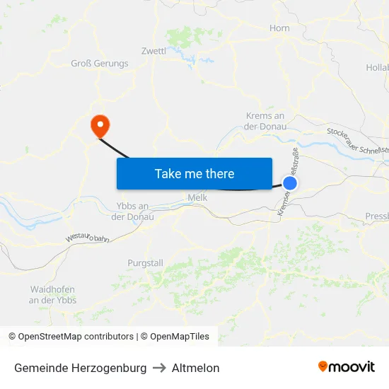 Gemeinde Herzogenburg to Altmelon map