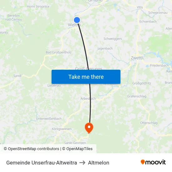 Gemeinde Unserfrau-Altweitra to Altmelon map