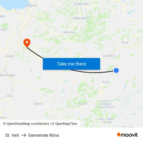 St. Veit to Gemeinde Röns map