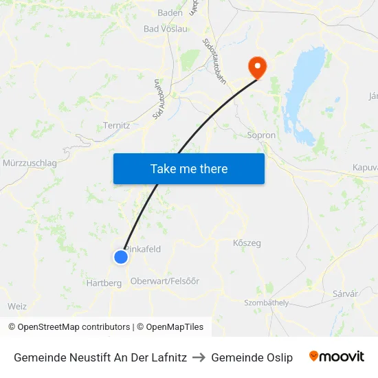 Gemeinde Neustift An Der Lafnitz to Gemeinde Oslip map