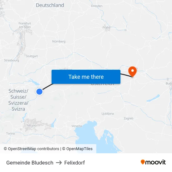 Gemeinde Bludesch to Felixdorf map