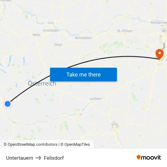 Untertauern to Felixdorf map