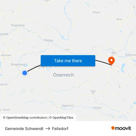 Gemeinde Schwendt to Felixdorf map