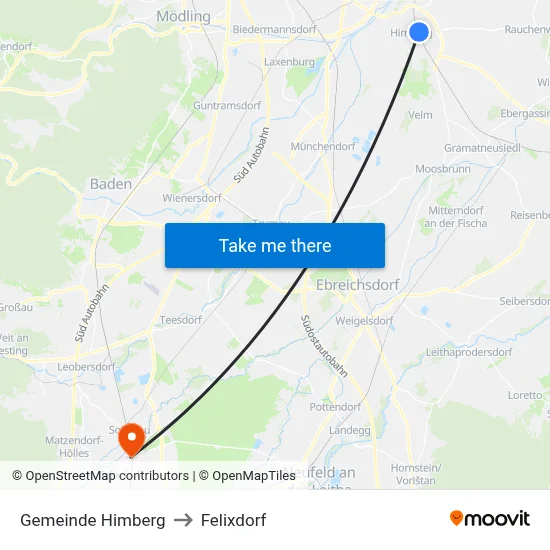 Gemeinde Himberg to Felixdorf map