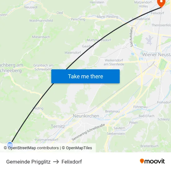 Gemeinde Prigglitz to Felixdorf map