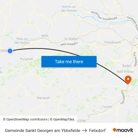 Gemeinde Sankt Georgen am Ybbsfelde to Felixdorf map