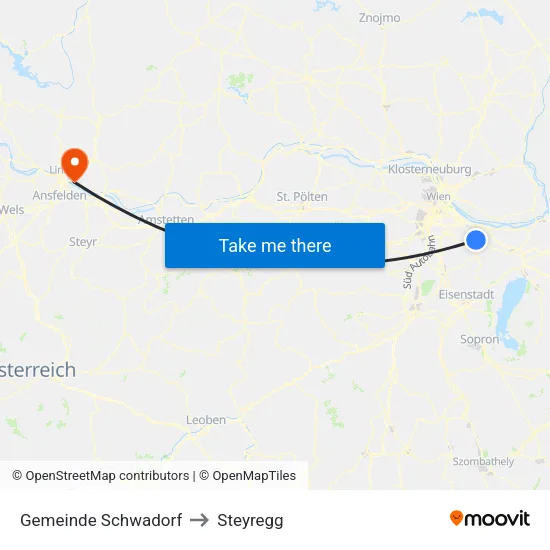 Gemeinde Schwadorf to Steyregg map