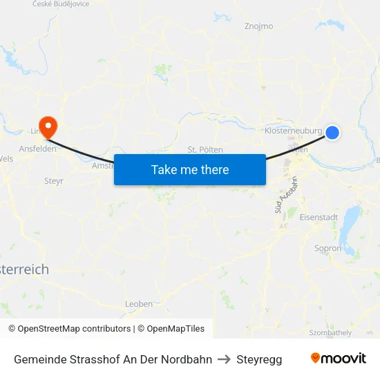 Gemeinde Strasshof An Der Nordbahn to Steyregg map