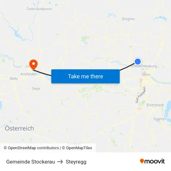 Gemeinde Stockerau to Steyregg map