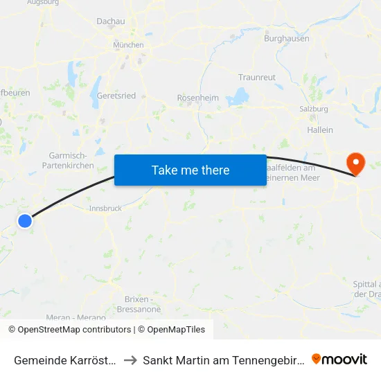 Gemeinde Karrösten to Sankt Martin am Tennengebirge map